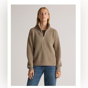 NWOT Quince Brown Half-Zip Sweater